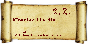 Künstler Klaudia névjegykártya